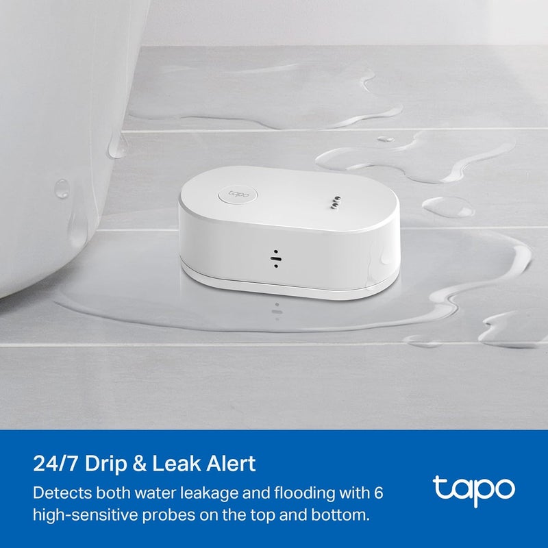 tapo كاشف تسرب المياه الذكي من TP-Link، يتطلب محور، مستشعر تسرب المياه Wi-Fi مع كشف سريع للتنقيط، إنذار قابل للتعديل 90 ديسيبل، تنبيهات عبر التطبيق، متوافق مع أليكسا وجوجل هوم، T300 - Image 2